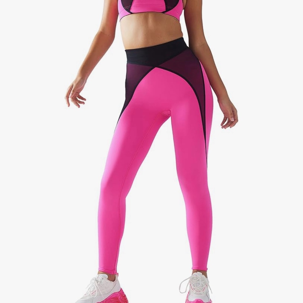 Savage X Fenty 🩷 Women’s X Mesh HighWaistLeggings - Pink & Black